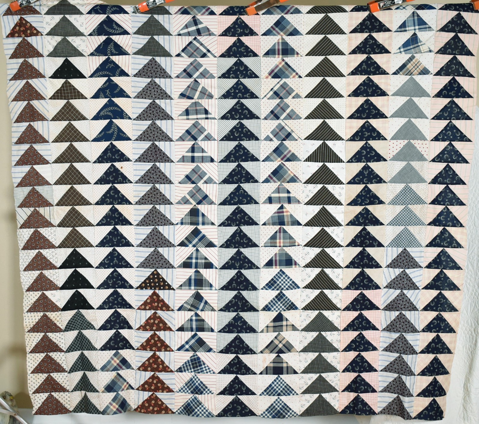 OUTSTANDING Vintage 1880's Flying Geese Antique Quilt Top ~NICE EARLY FABRICS