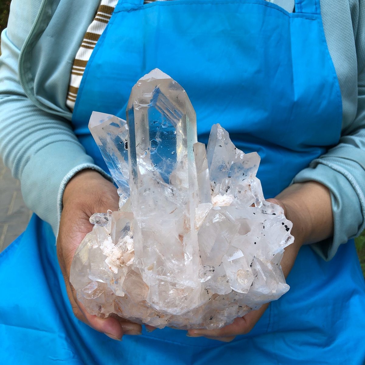 3.98LB Large Natural White Clear Quartz Crystal Cluster Rough Healing Specimen