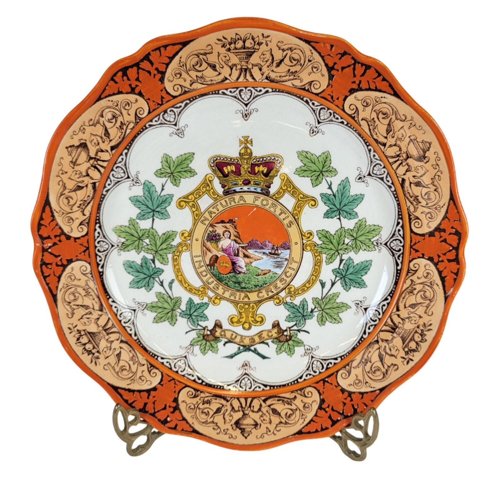 Antique Wedgwood Plate 1911 Natura Fortis Industria Crescit Quebec Canada 10\