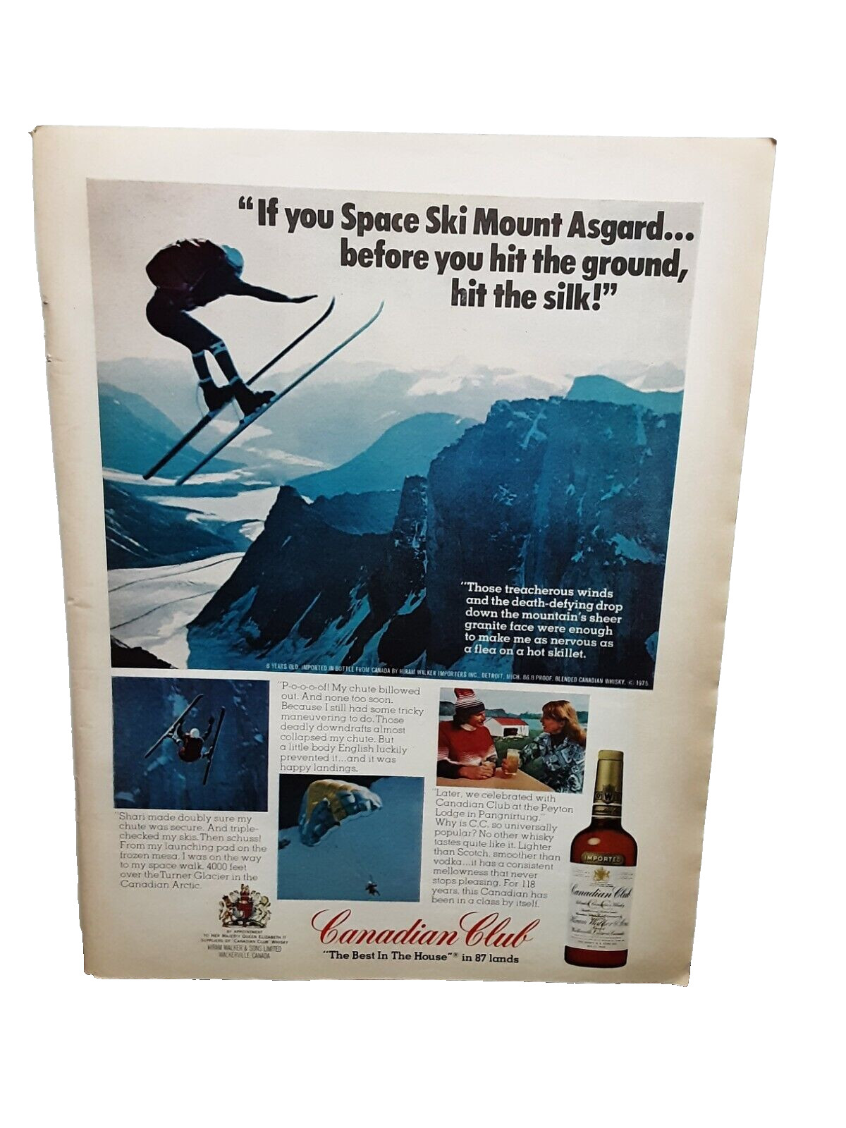 1976 Canadian Club Whisky Space Ski Mount Asgard Original Print Ad vintage 70s