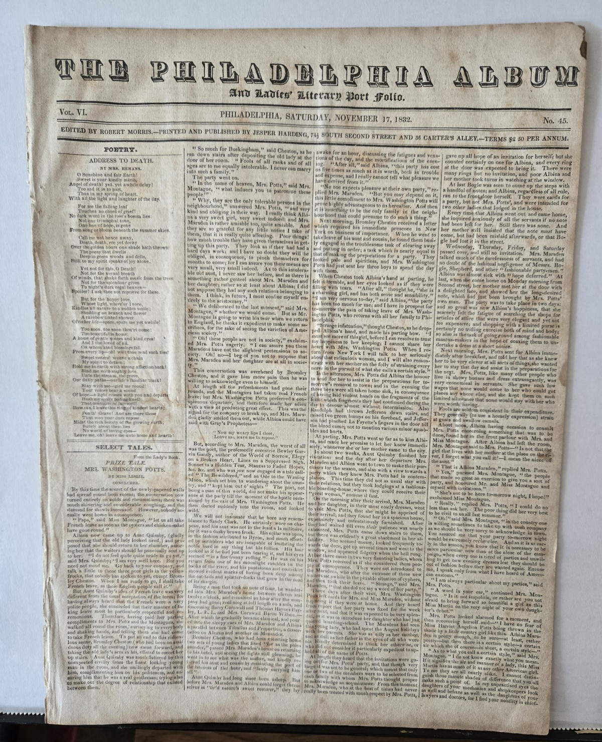 The Philadelphia Album Death of Charles Carroll Antique 1832 Newspaper 8 Pages The Philadelphia Album Death of Charles Carroll Antique 1832 Newspaper 8 Pages