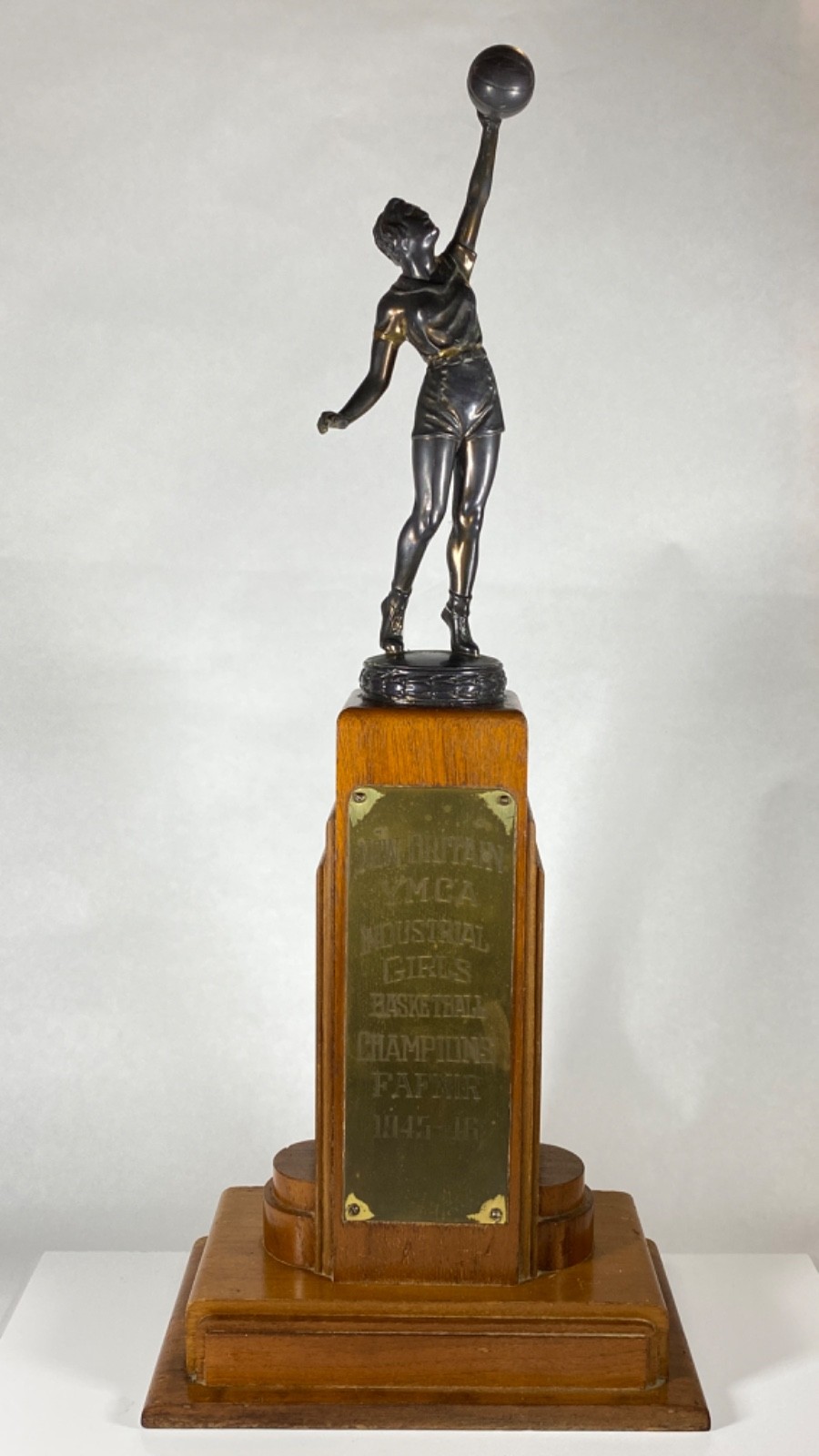 Vintage 1945-46 New Britain YMCA Industrial Girls Basketball Champions Trophy