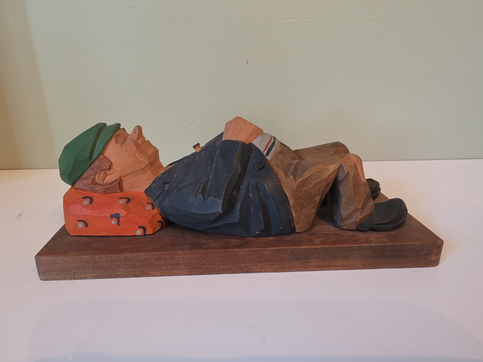 Vtg Trygg Signed Handcarved Wood Resting Hobo Figurine Sweden Folk Art READ 