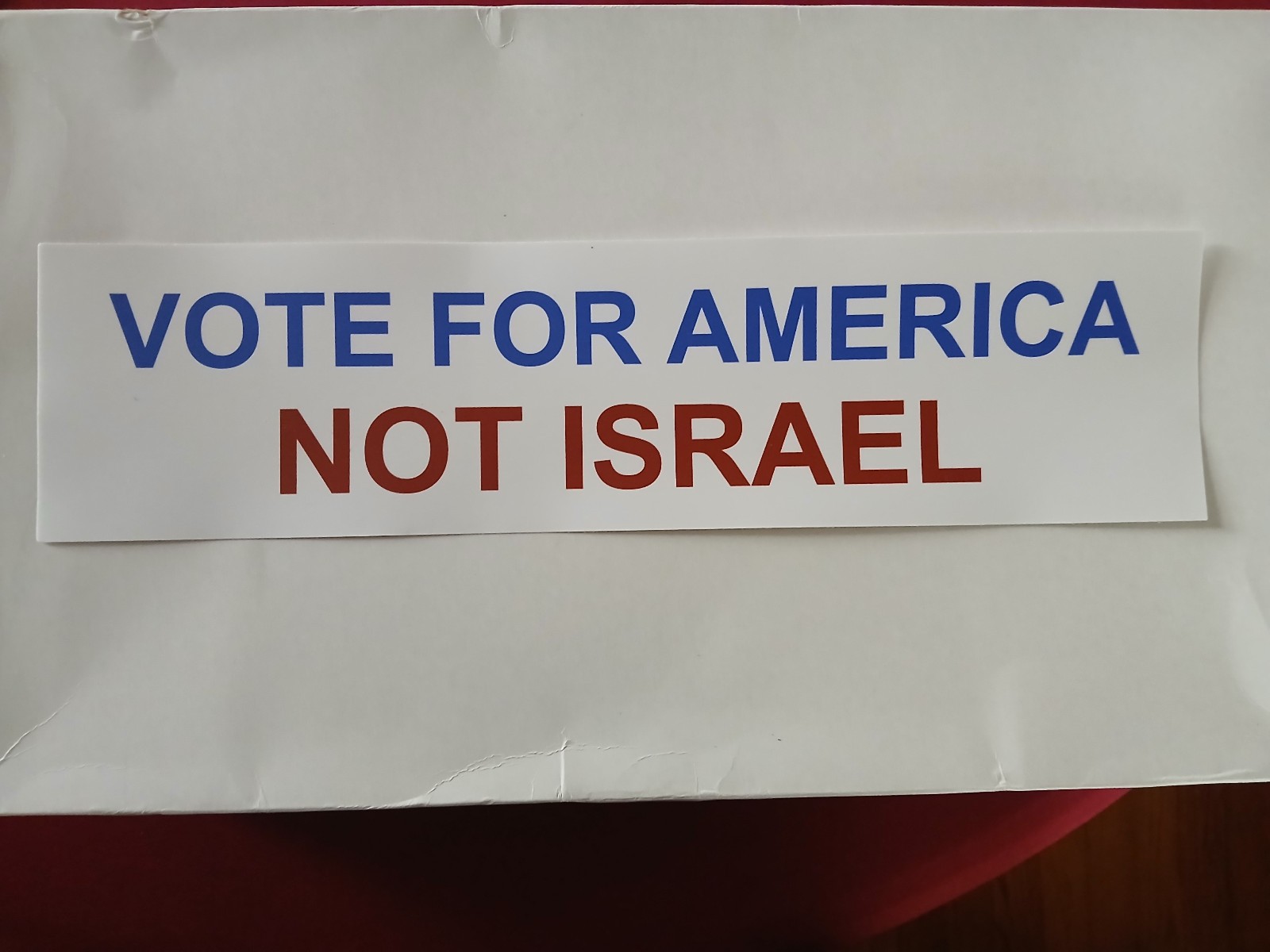 Vote for America not Israel political bumper sticker Anti-Israel Anti-Zionist