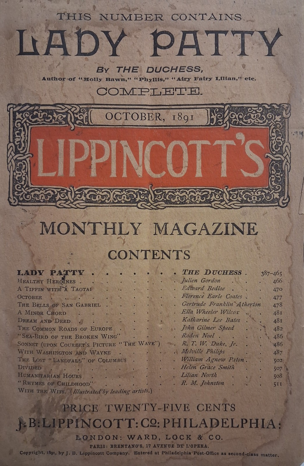 1885 LIPPINCOTT'S Monthly Magazine October VICTORIAN