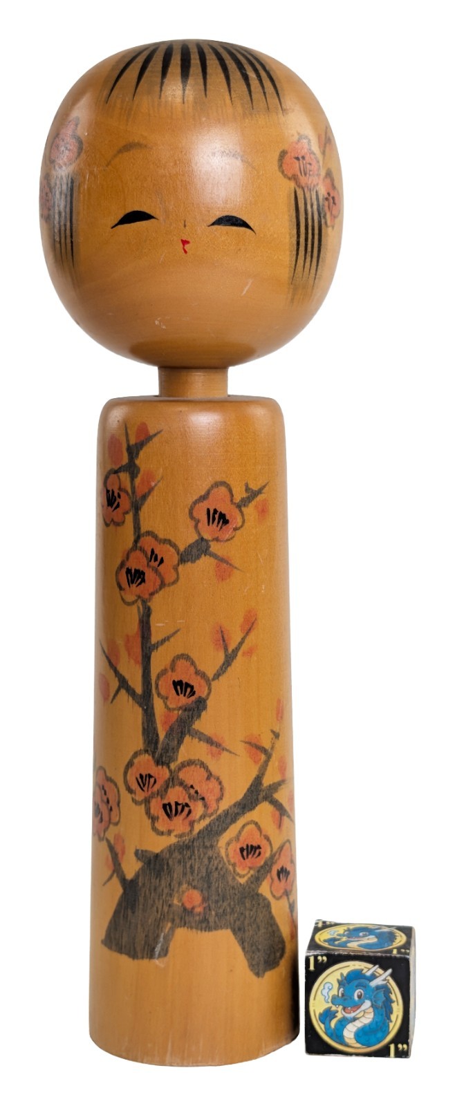 Vintage Creative Kokeshi Doll Plum Blossom & Branch Design by Shibata EIko 9.5