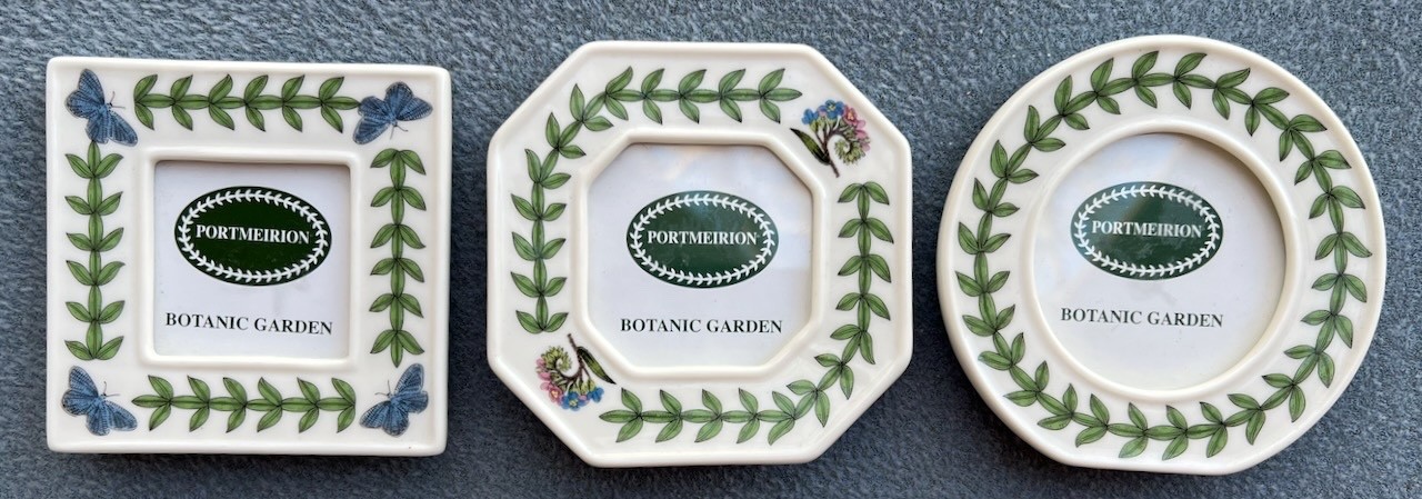 Set of 3 Portmeirion Botanic Garden Mini Picture Frames: Round, Square, Octagon