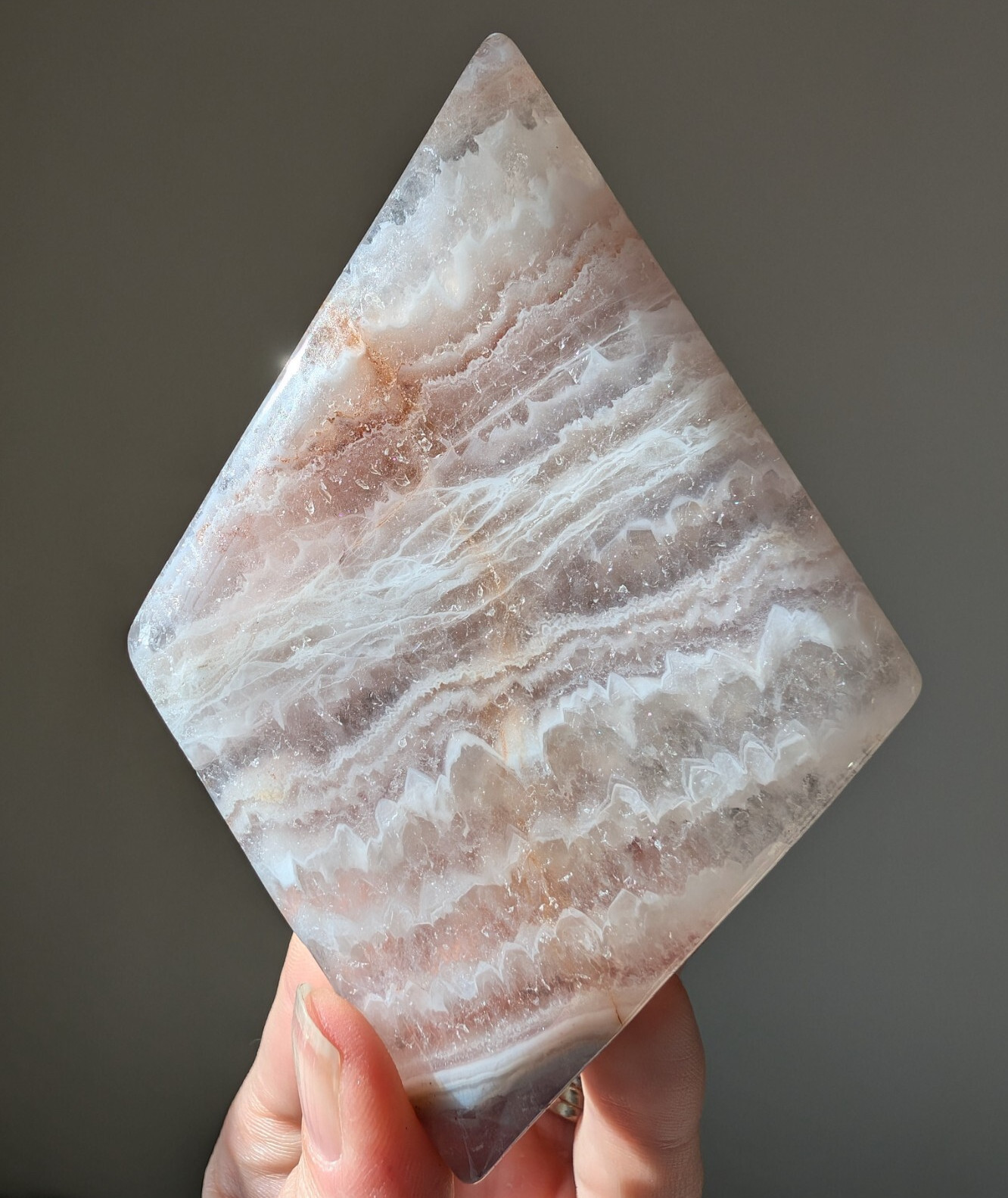 Amethyst Agate Carving Diamond Rhombus Crystal Gemstone Mineral Pretty Reiki