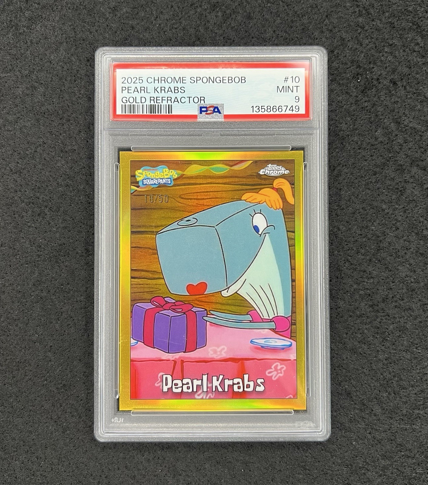 2025 Topps Chrome Spongebob Squarepants Pearl Krabs #10 Gold Refractor /50 PSA 9 2025 Topps Chrome Spongebob Squarepants Pearl Krabs #10 Gold Refractor /50 PSA 9