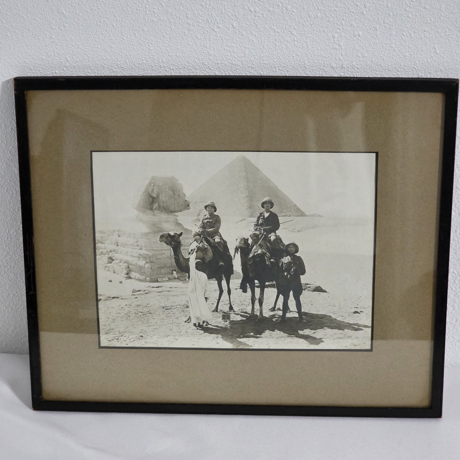 Soldiers at the Sphinx w Pyramd Photograph Egypt c.1900 – Silver Gelatin Print