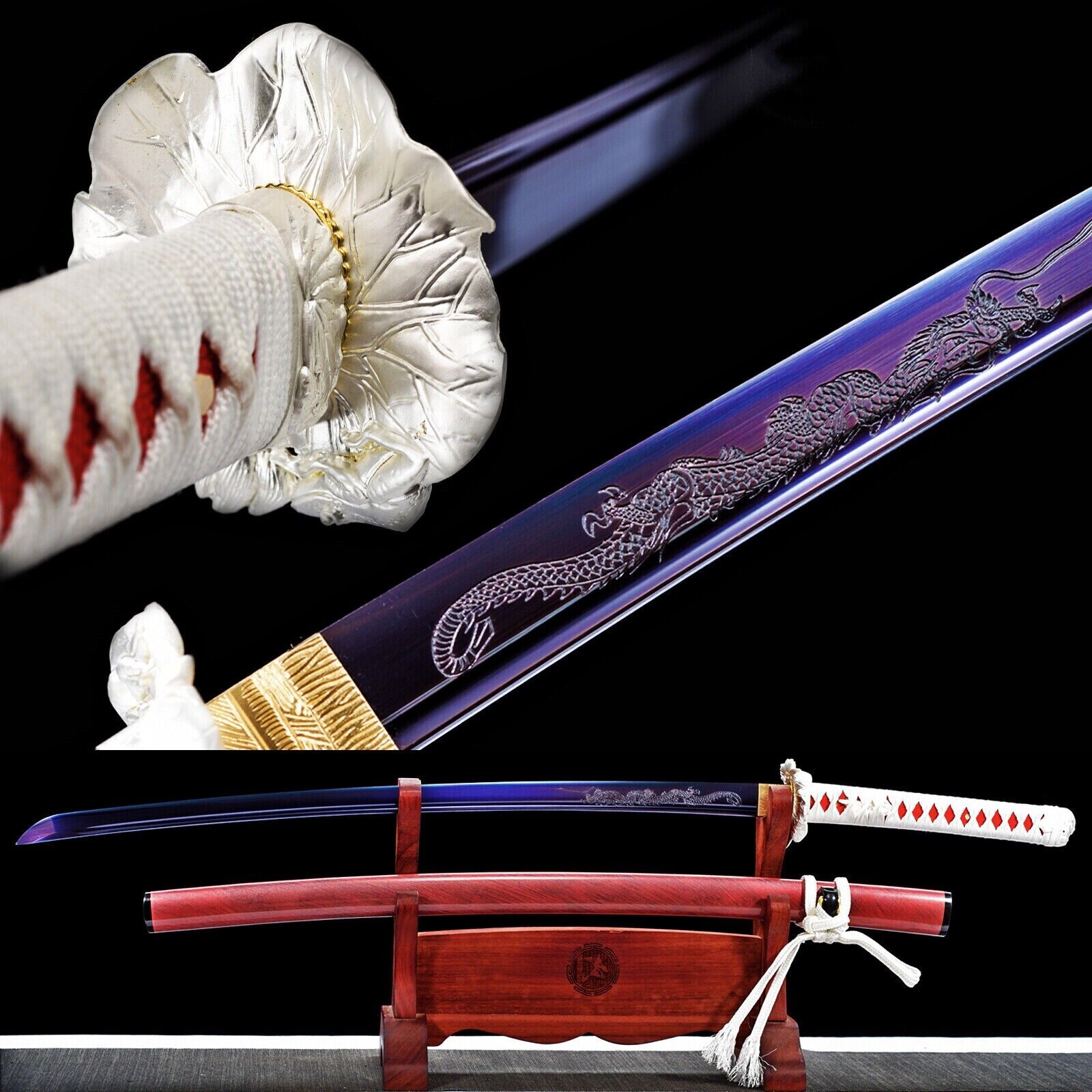 Elegant Red Katana 1095Carbon Steel Japanese Samurai Functional Sharp Lady Sword