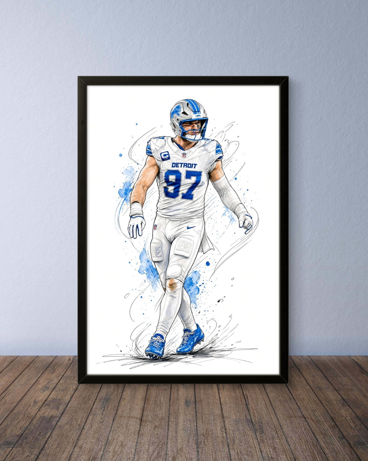 Aidan Hutchinson Detroit Lions Football Poster Art Print Wall Art Print Picture