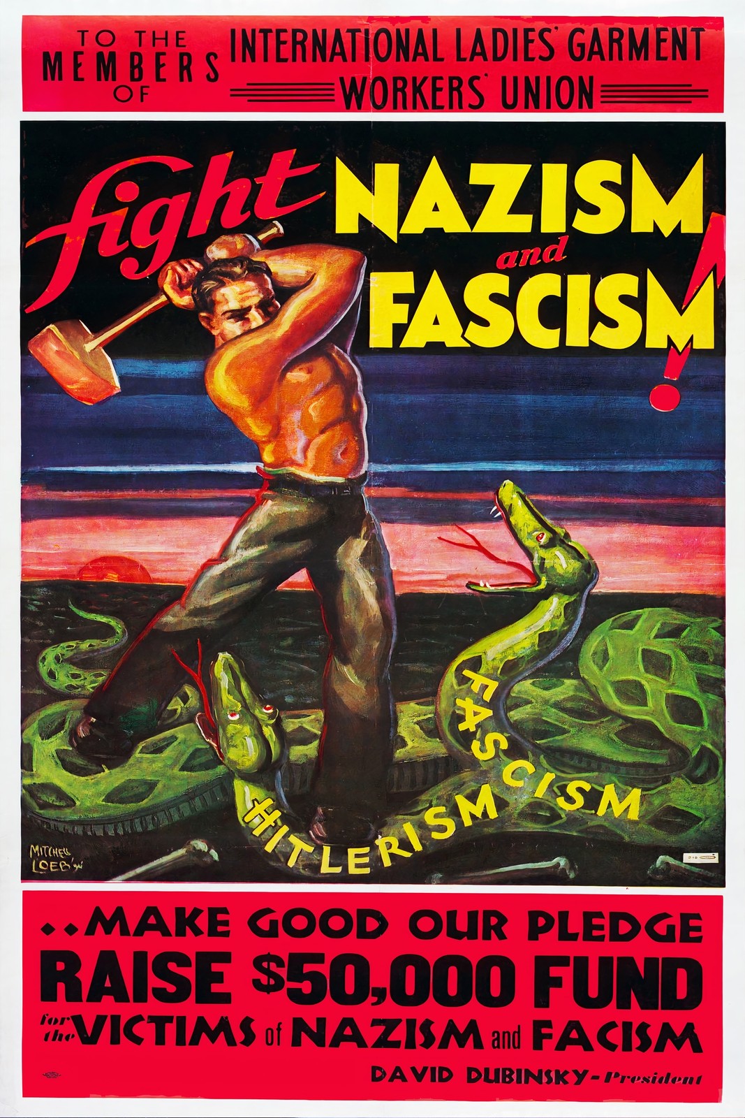 Vintage Anti-Fascism Poster 1940s 💎 Matte Print 16x24” Vintage Anti-Fascism Poster 1940s 💎 Matte Print 16x24”