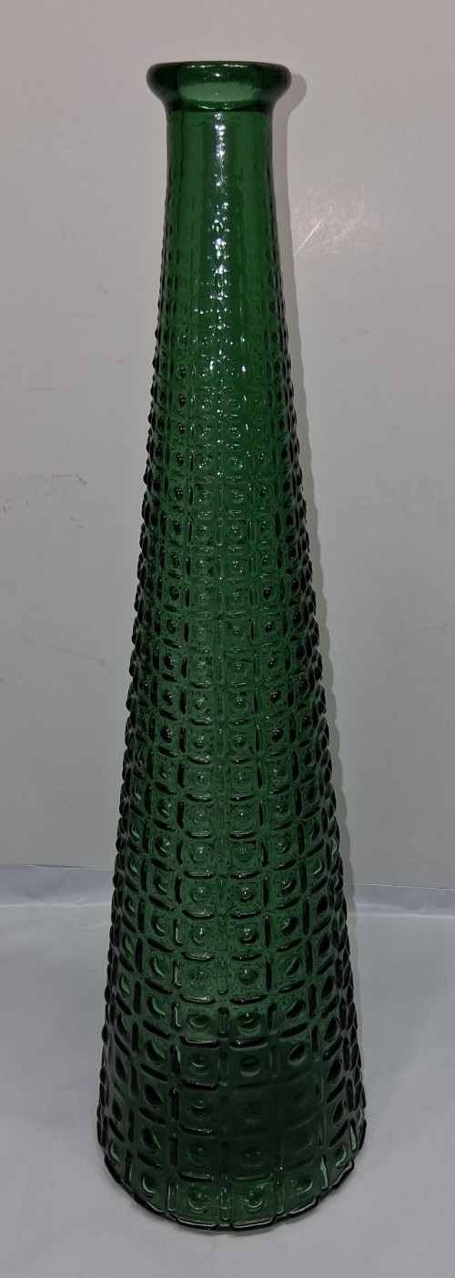 Vintage Italian Empoli Genie Bottle Emerald Green Glass Decanter Hobnail 15.5 Vintage Italian Empoli Genie Bottle Emerald Green Glass Decanter Hobnail 15.5
