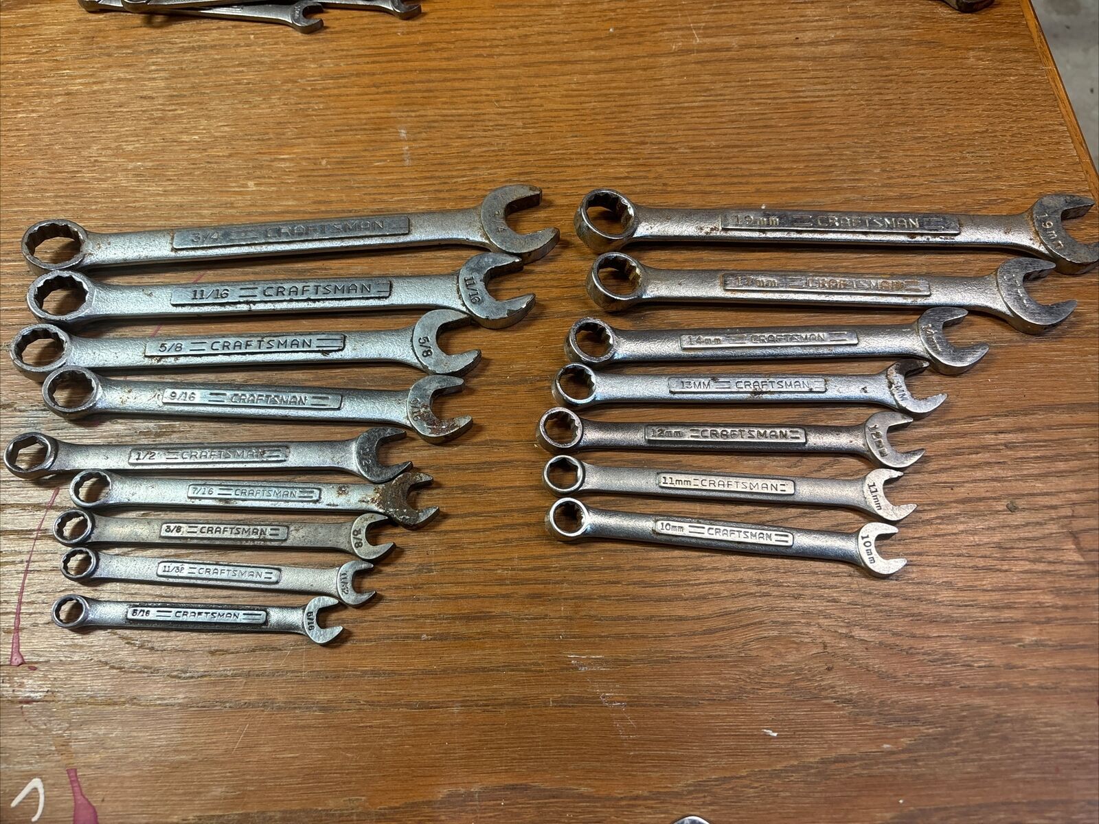 NICE Vintage CRAFTSMAN 16 pc Combination Wrench Set SAE & Metric -VA-Series USA