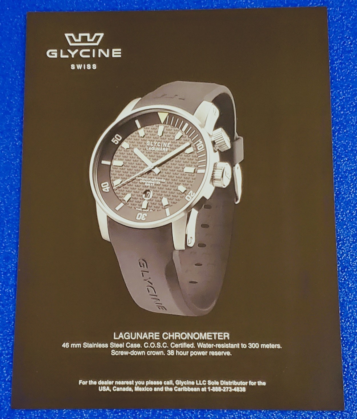 2005 GLYCINE LAGUNARE CHRONOMETER SWISS MADE WRISTWATCH ORIGINAL WATCH PRINT AD