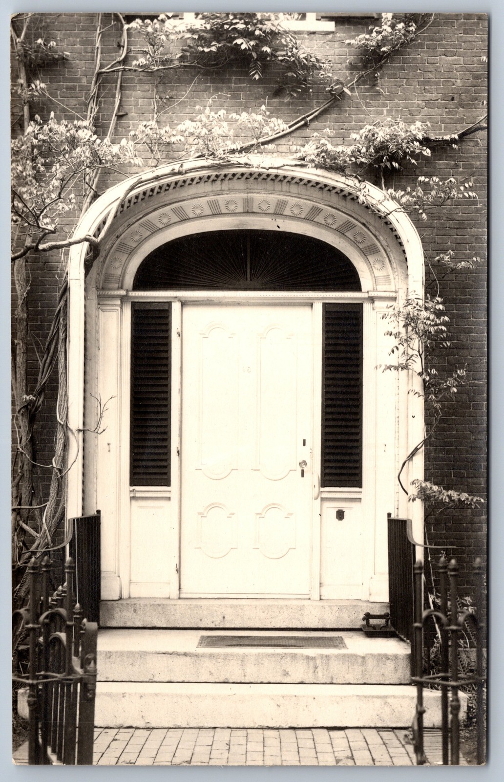 RPPC Federal Doorway Fanlight Brick House Architecture Real Photo Postcard 1920s