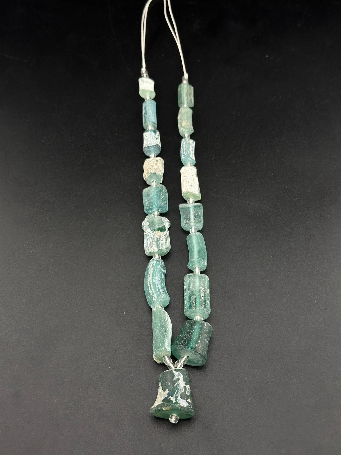 Genuine Ancient Large Roman Glass Necklace Container Circa 18 Century Old