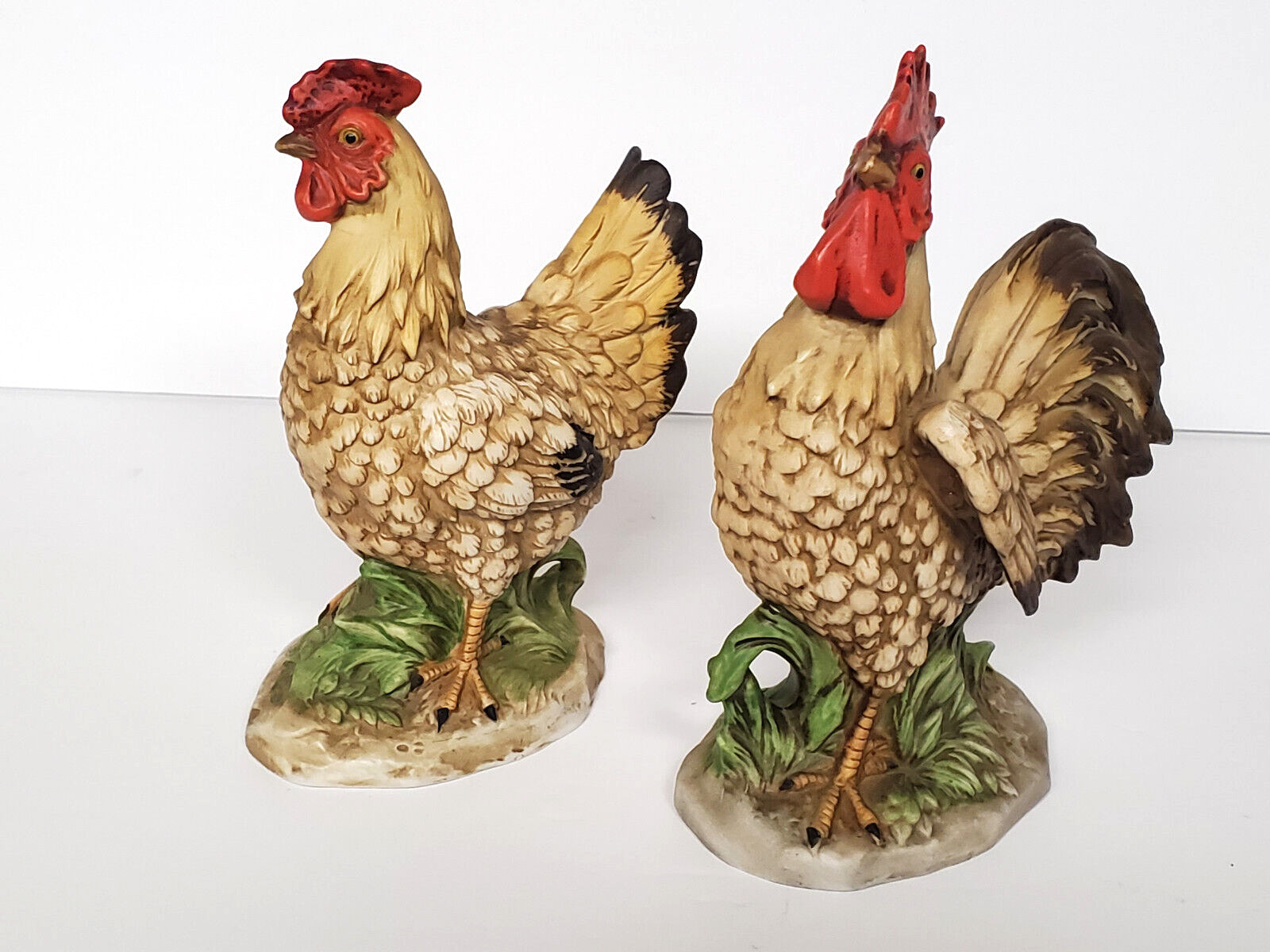 Homco Porcelain Rooster and Chicken Hen Figures Vintage Pair