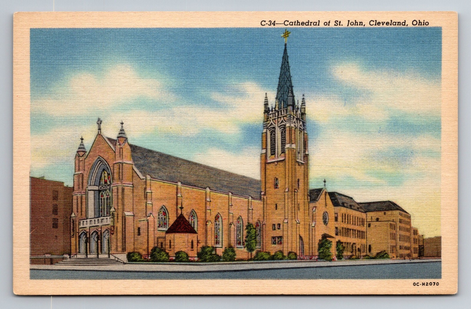 Cathedral of St. John Cleveland Ohio Vintage Unposted Circa 1942 Linen Postcard