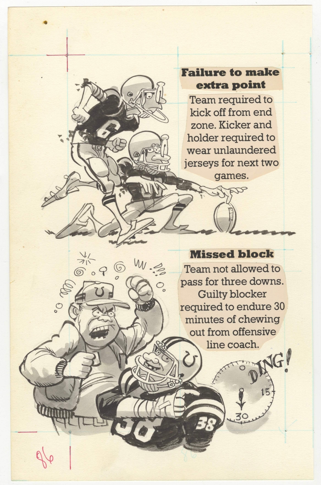 Jack Davis MAD Original Comic Art - Football Penalties - 6 page story