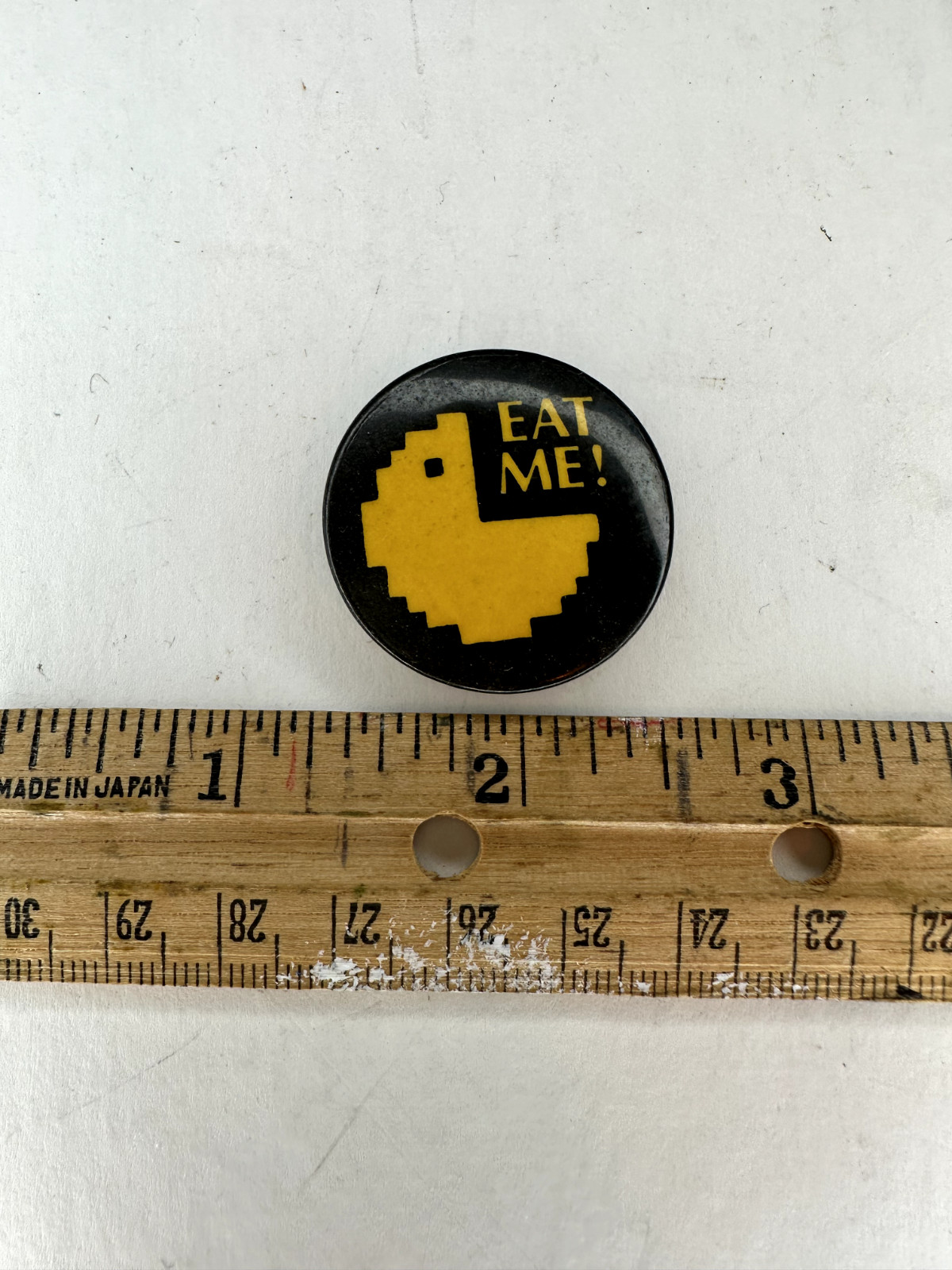 VINTAGE 1980s Original Pinback Button EAT ME SEX FUNNY PAC MAN SMUT