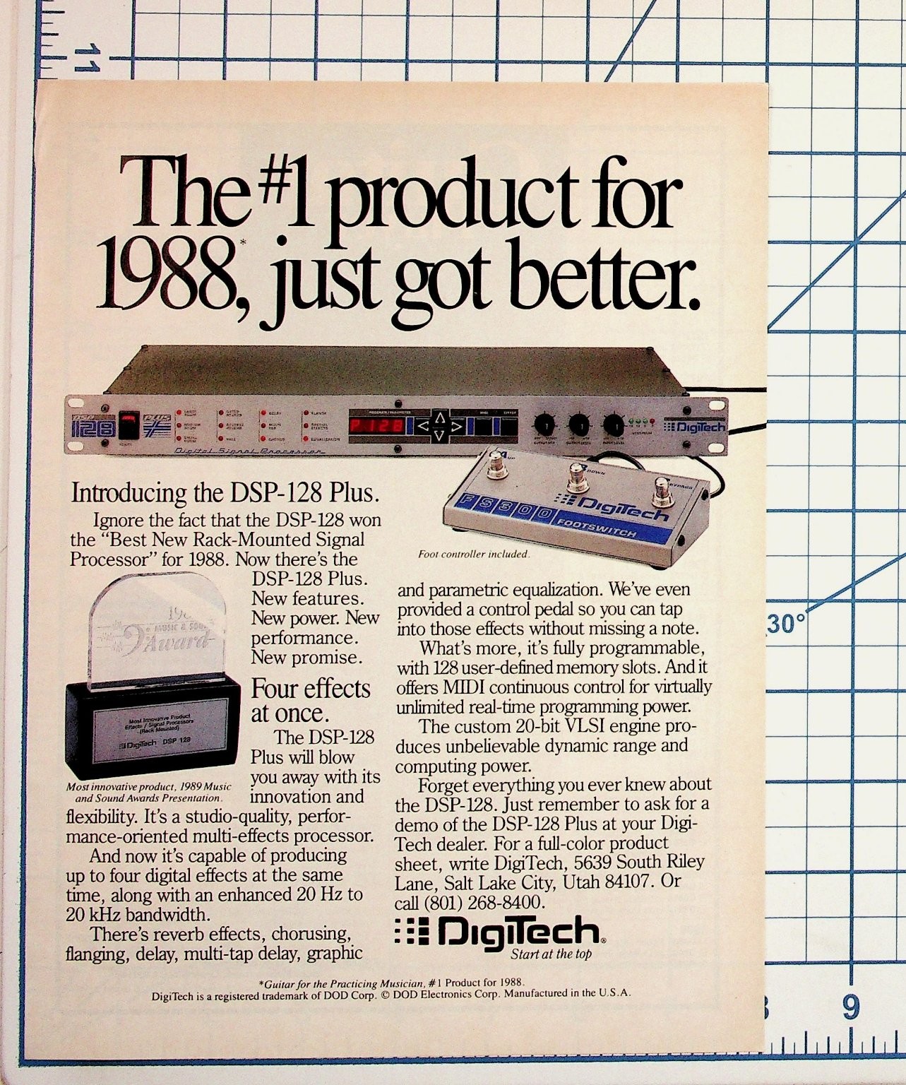 Vintage 1989 Digitech DSP-128 Plus Digital Signal Processor Magazine Ad Vintage 1989 Digitech DSP-128 Plus Digital Signal Processor Magazine Ad
