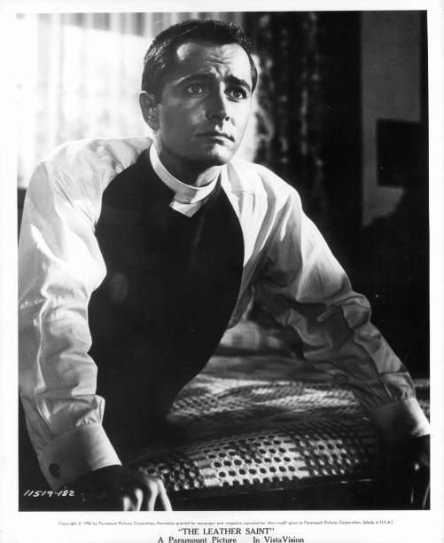 John Derek looking up from his bed in The Leather Saint 1956 Old Photo
