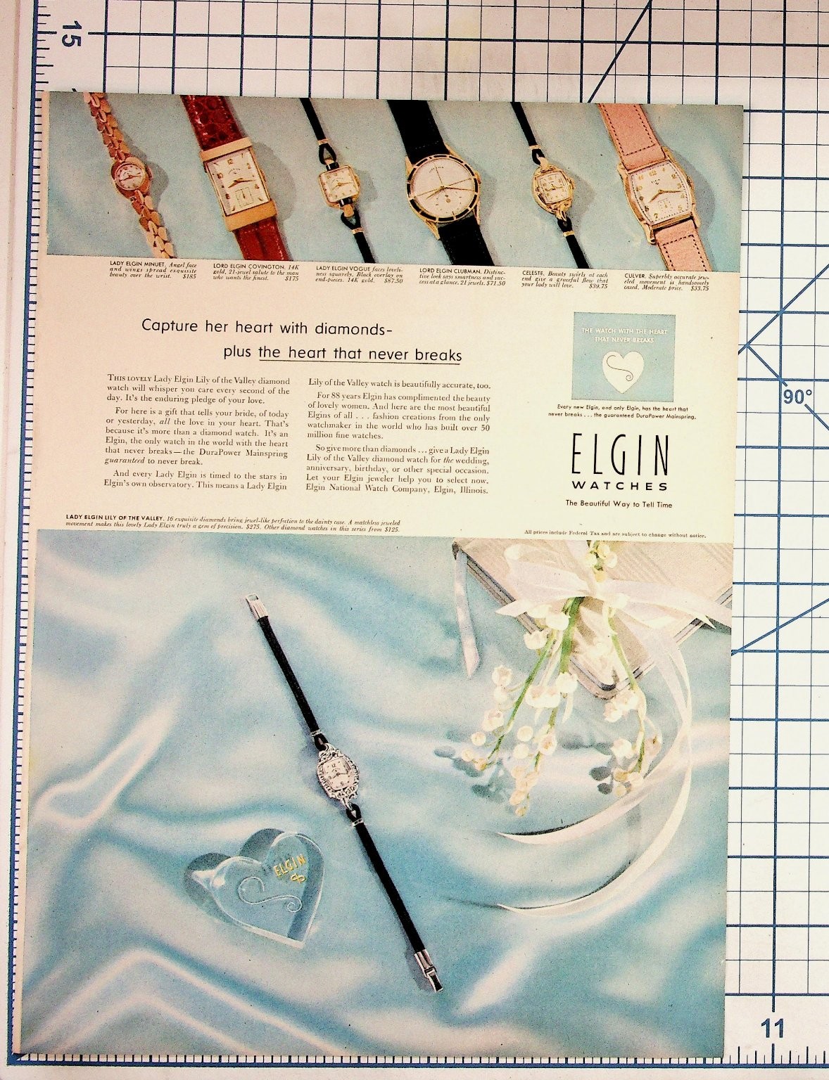 1952 Elgin Watches Magazine Ad Lady Elgin Diamond Vintage Ephemera 1952 Elgin Watches Magazine Ad Lady Elgin Diamond Vintage Ephemera
