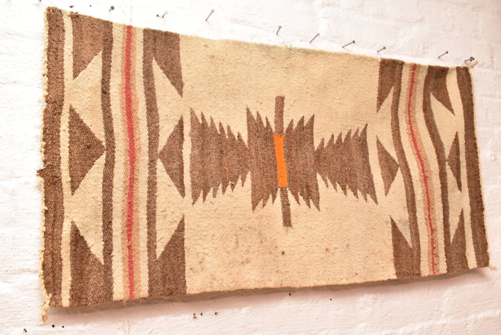 Antique Navajo Rug Native American Indian 35x18 Textile Weaving Vintage
