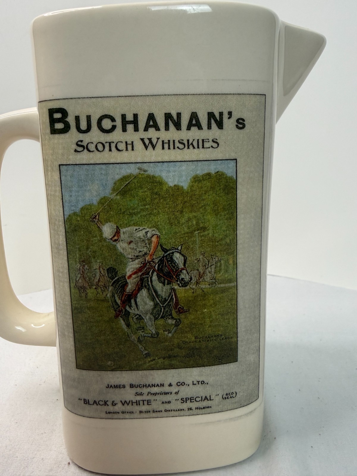 Vintage Buchanan\'s Scotch Whisky Ceramic Water Jug Pitcher Polo England