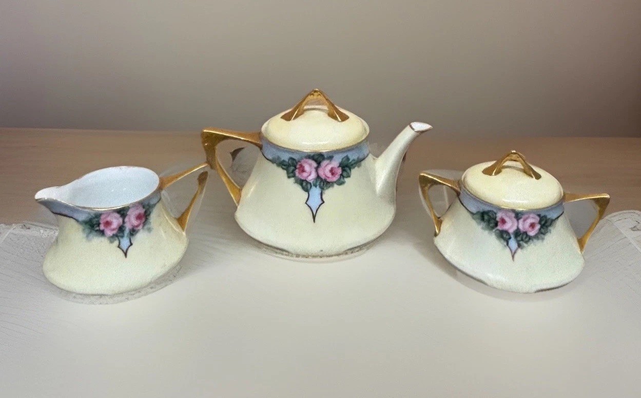 VTG Royal Munich ZS & Co Bavaria~100 yrs old Biscuit Jar +Creamer &Sugar w/Lid
