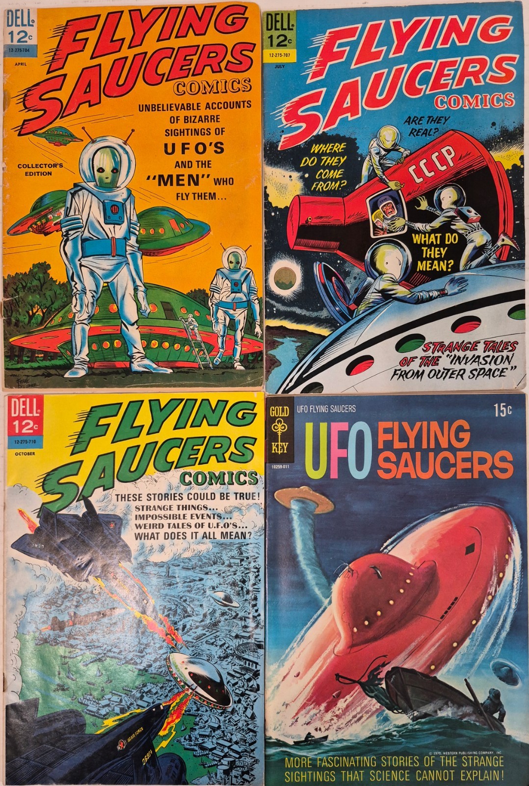 Flying Saucers UFO Comic Lot ☆4# 1-3*  FN VG Frank Springer 1967 Dell Silver Age
