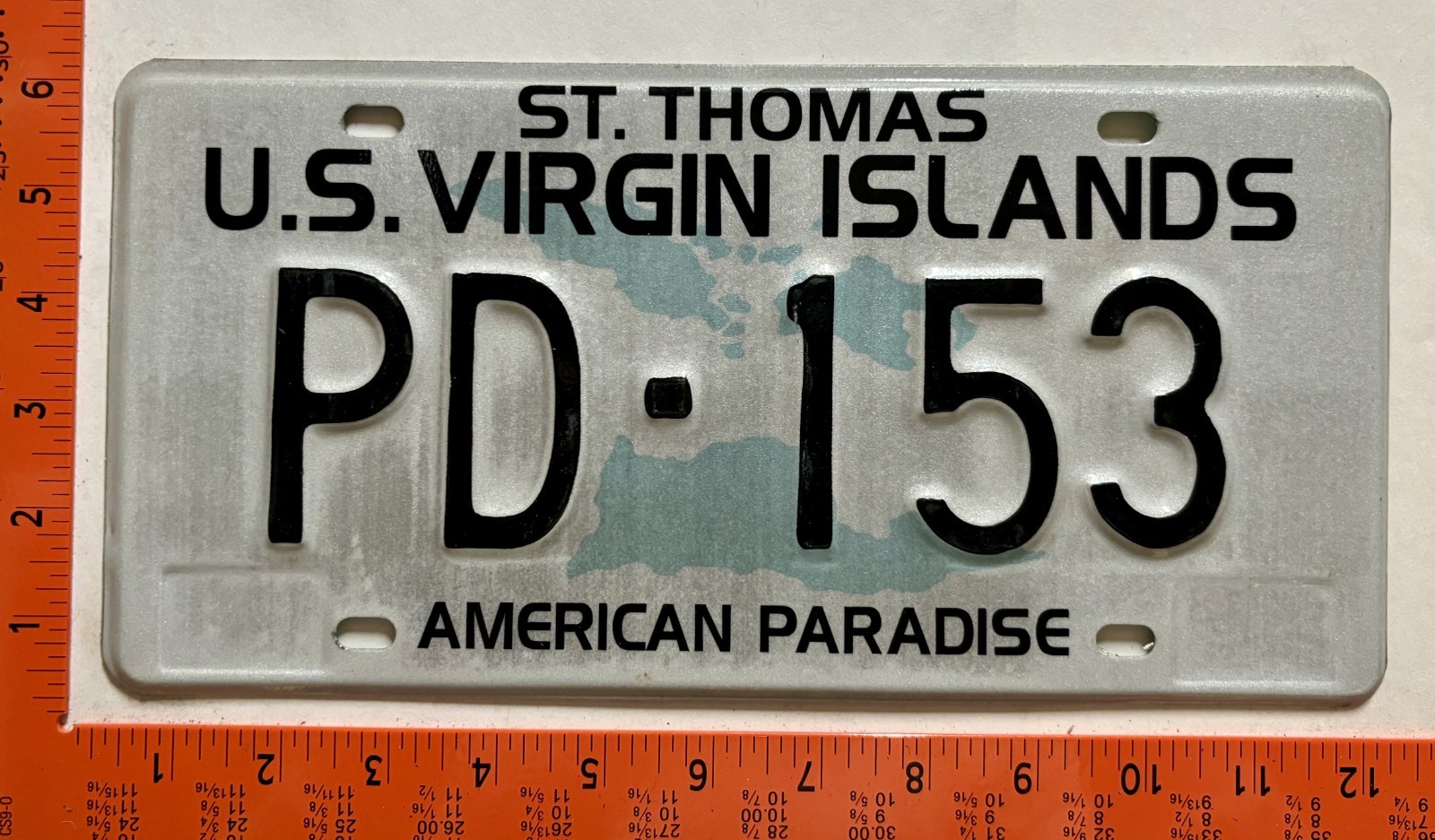 1995-1999 St Thomas, US Virgin Islands Police Department License Plate #PD-153 1995-1999 St Thomas, US Virgin Islands Police Department License Plate #PD-153