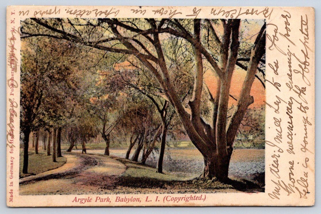 Antique New York Postcard BABYLON Argyle Park Lake Grove L.i. 1908