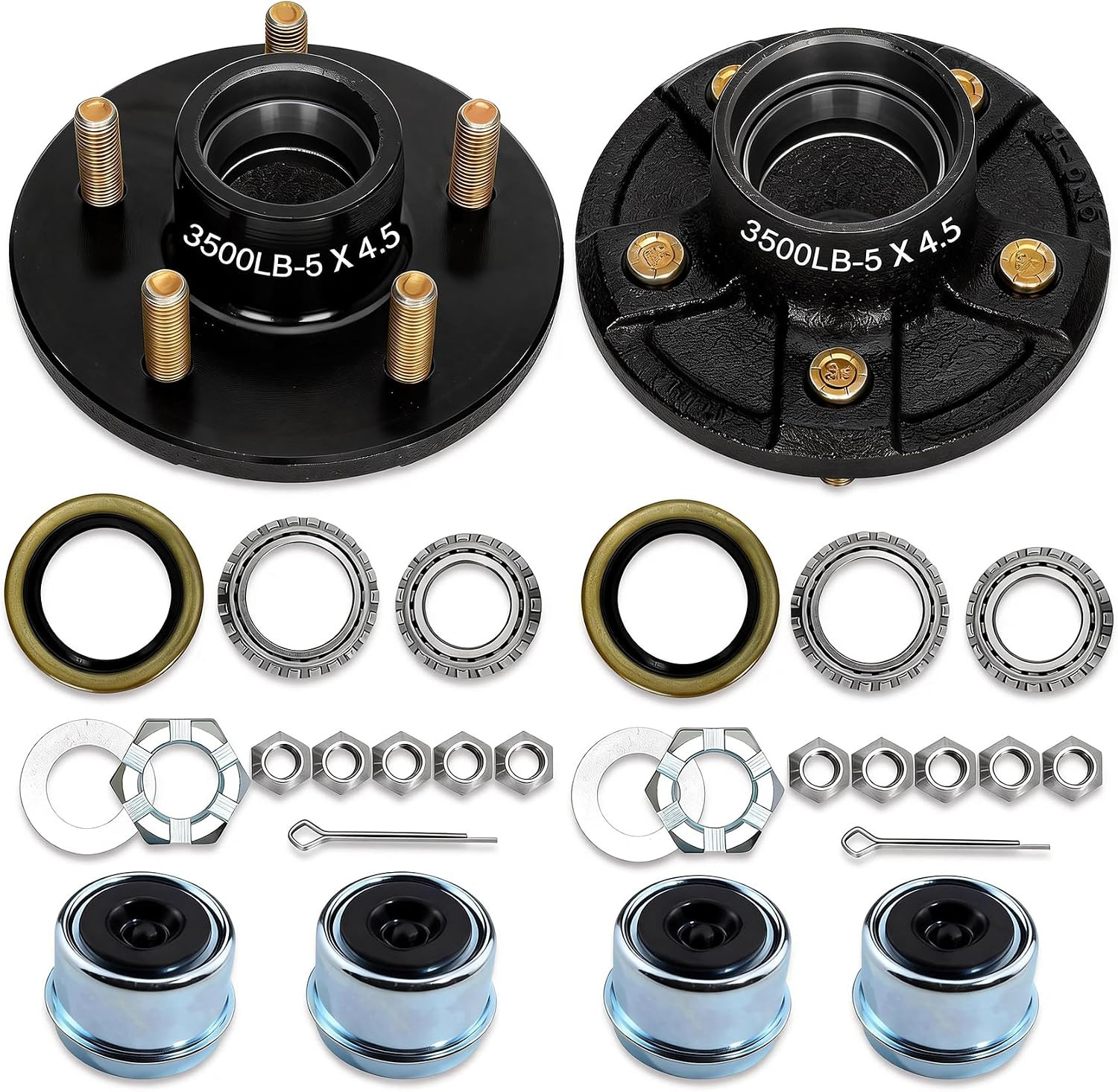 2 Sets 3500Lbs Axle Trailer Hub Kit 5 Bolt 4.5 2 Sets 3500Lbs Axle Trailer Hub Kit 5 Bolt 4.5