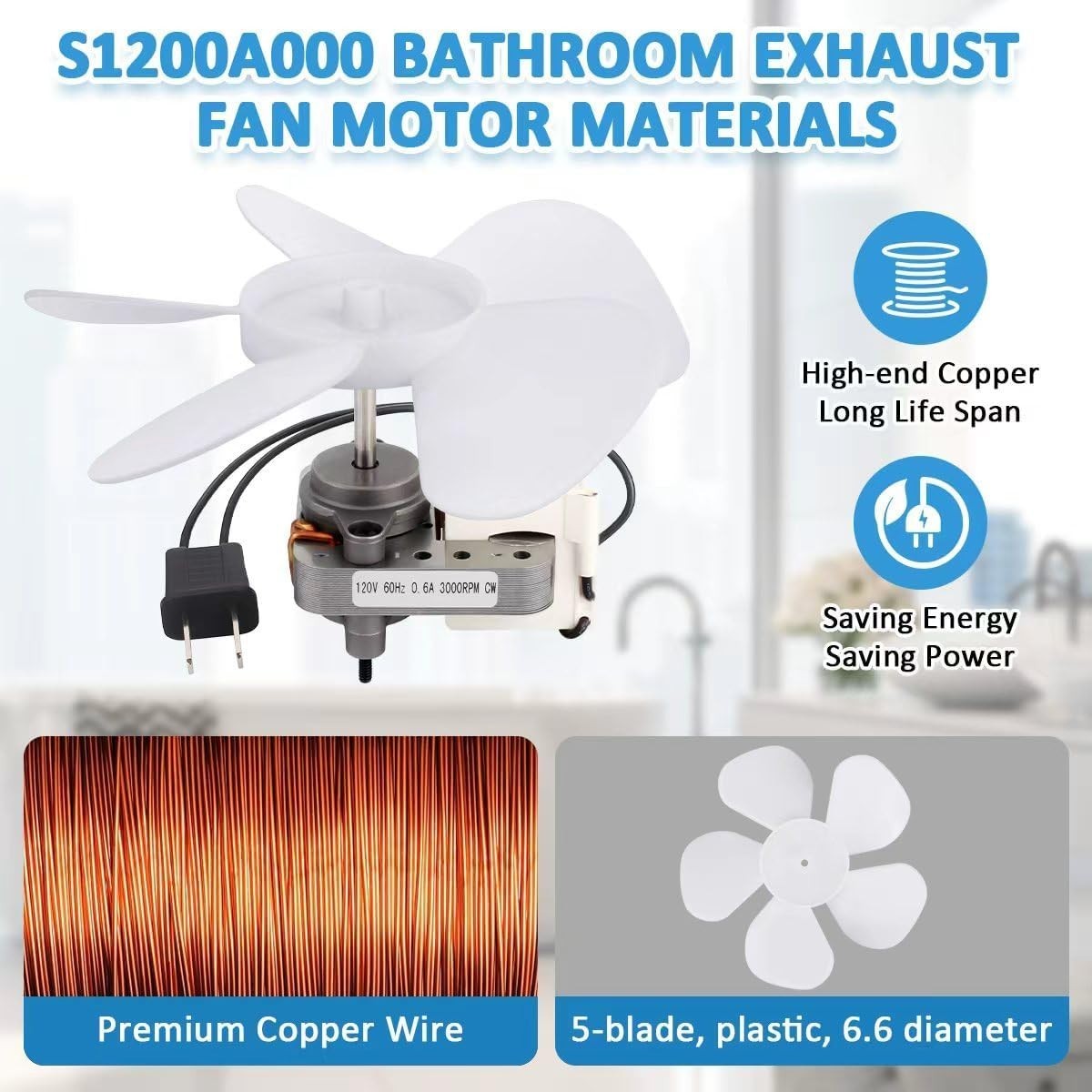120V 50 CFM Exhaust Fan Motor Replacement with Blower Wheel | 120V 50 CFM exhaus 120V 50 CFM Exhaust Fan Motor Replacement with Blower Wheel | 120V 50 CFM exhaus