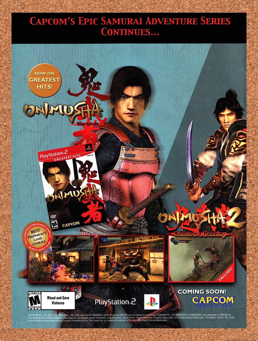 2002 Onimusha 1 & 2 PS2 Original Advertisement / Retro Promo v1 2002 Onimusha 1 & 2 PS2 Original Advertisement / Retro Promo v1