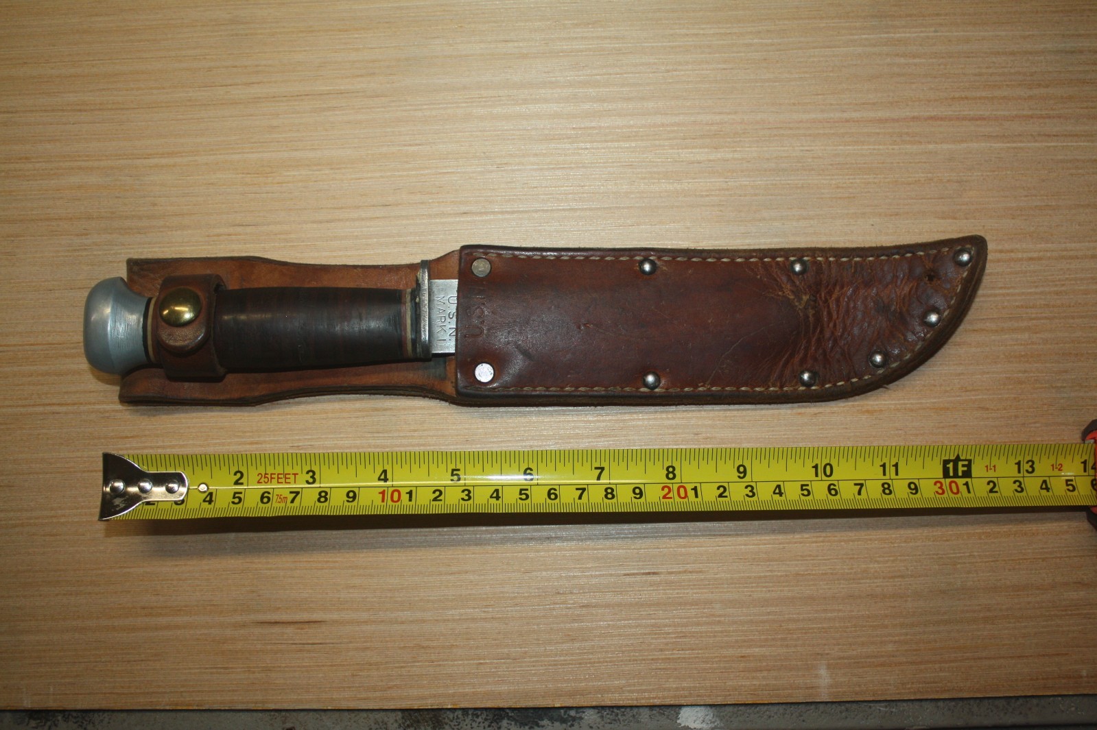 Nice Vintage WWII U.S. Navy USN MK 1 Knife PAL RH-35 & leather sheath