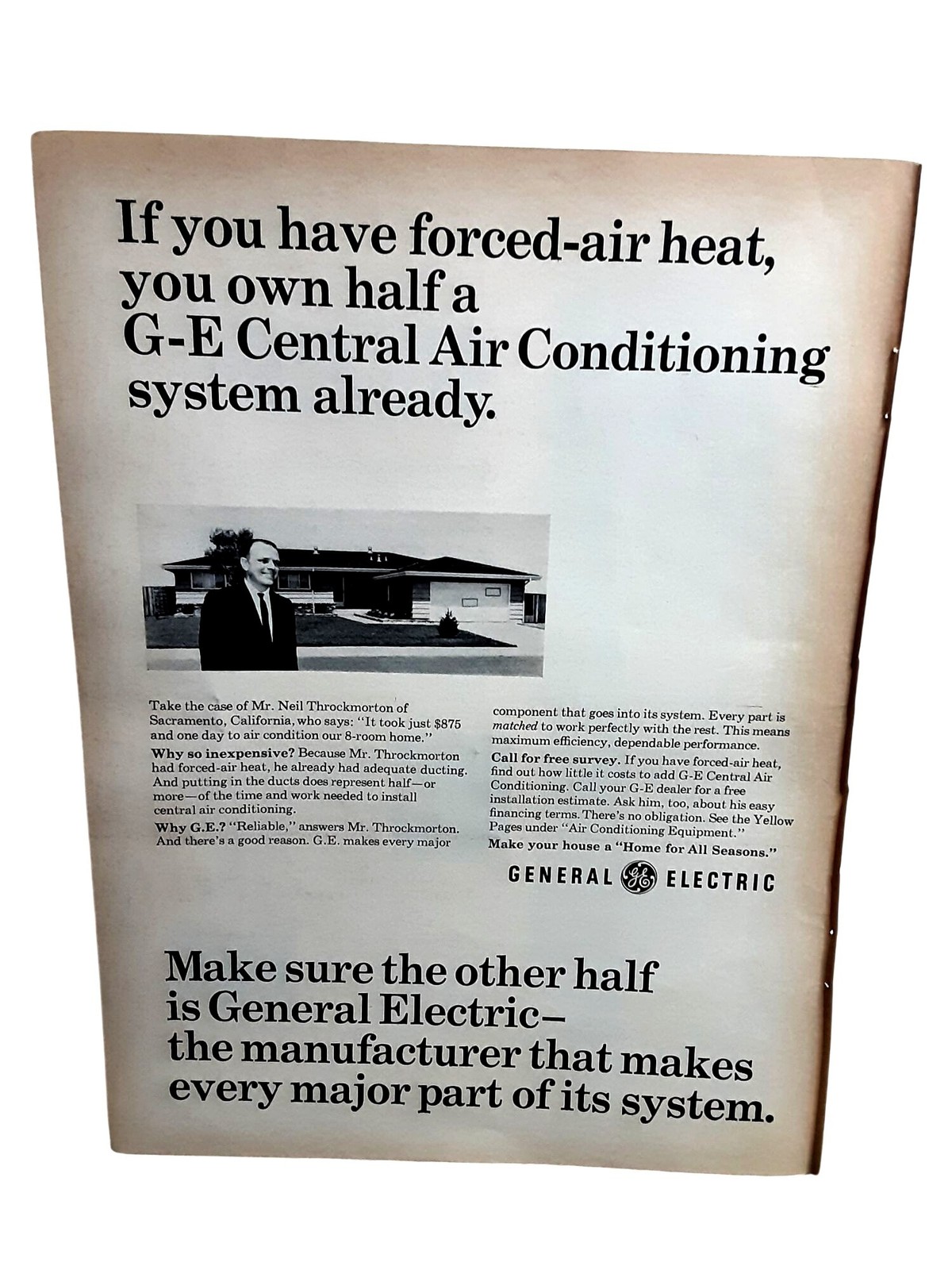 1966 General Electric GE Central Air Conditioning Vintage Magazine Print Ad