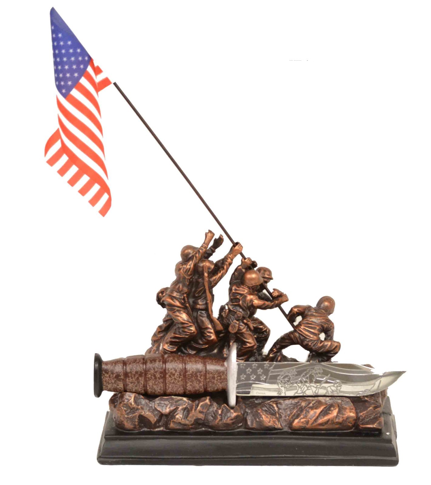 Iwo Jima Memorial Knife Display Military Collectible Fixed Blade Knife Statue