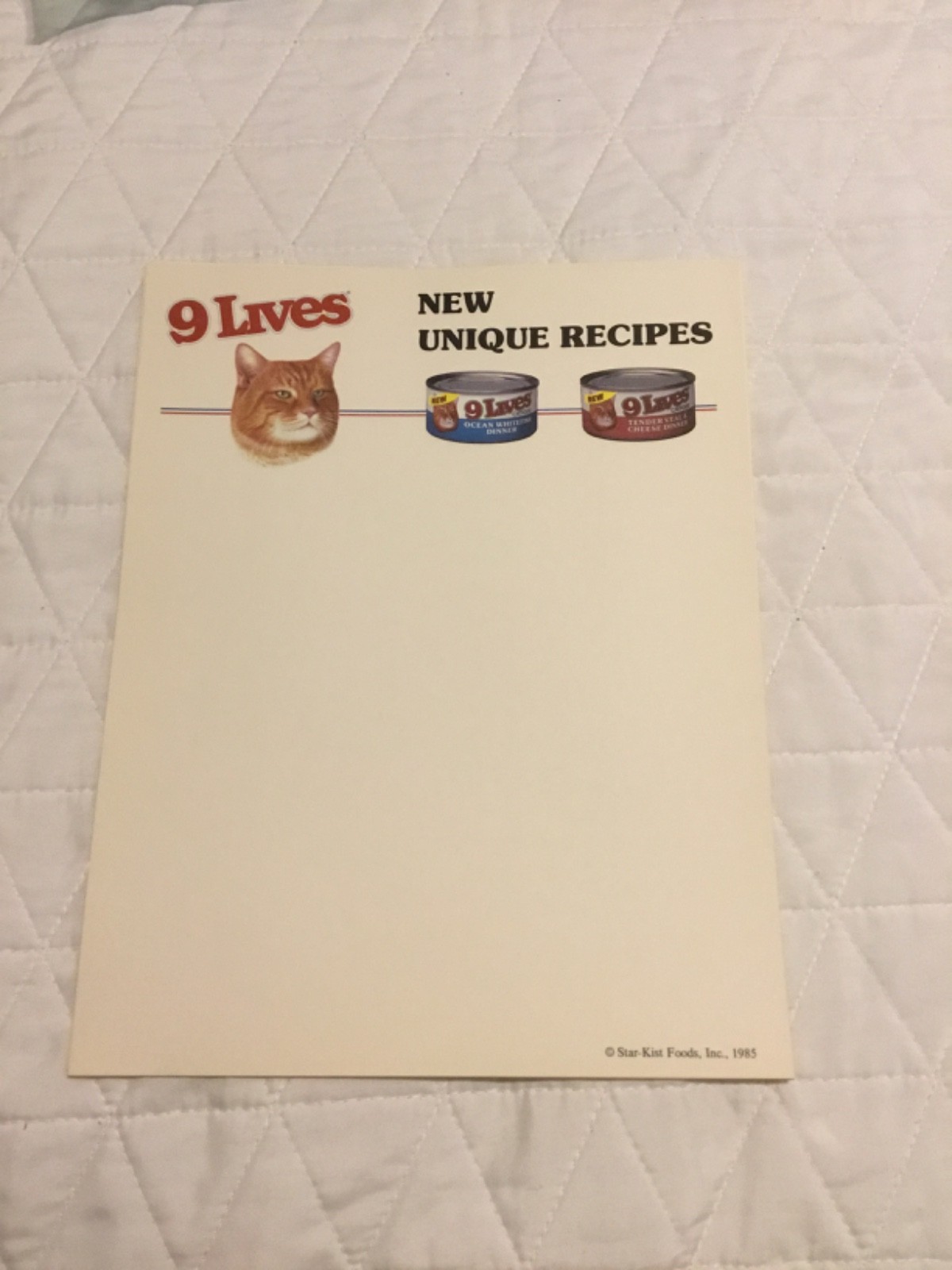 Vintage Morris The Cat 9 Lives Stationary/ Note Paper 1985 15 sheets