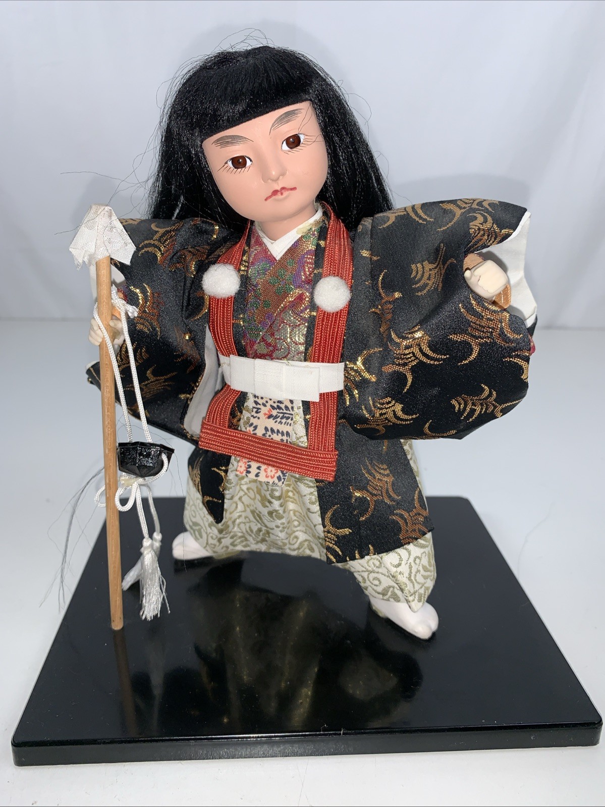 Vintage Kyugetsu Japanese Warrior Doll on Stand – 9” Tall