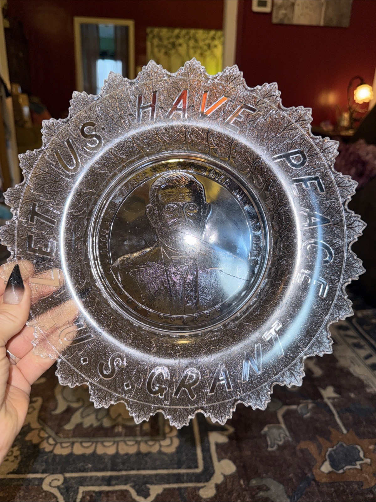 Vintage 1885 U.S. Grant EAPG Commemorative Glass Plate