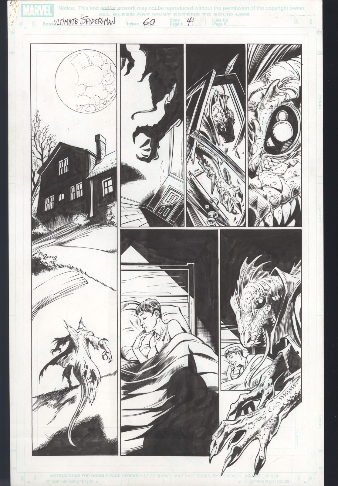 Ultimate Spider-Man #60 Pg 4 Original Comic Art Bagley Lizard Marvel