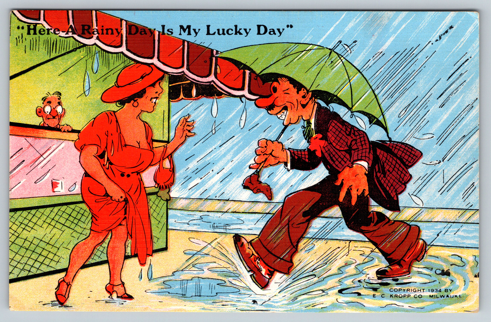 CO Carp Lucky Day Bok Copyright 1934 Set Kropp Milwauke Vintage Chrome Postcard