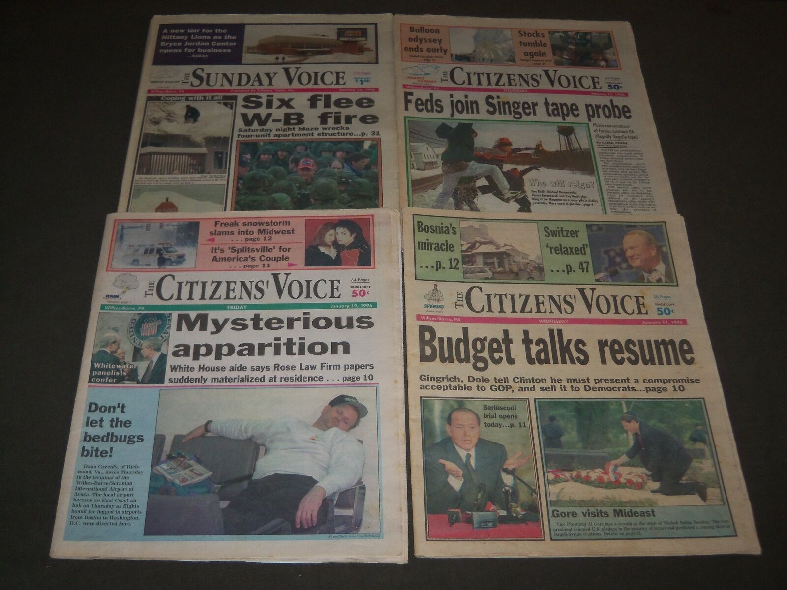 1996 THE CITIZENS VOICE NEWSPAPER LOT OF 4 - WILKES-BARRE, PA - NP 1808