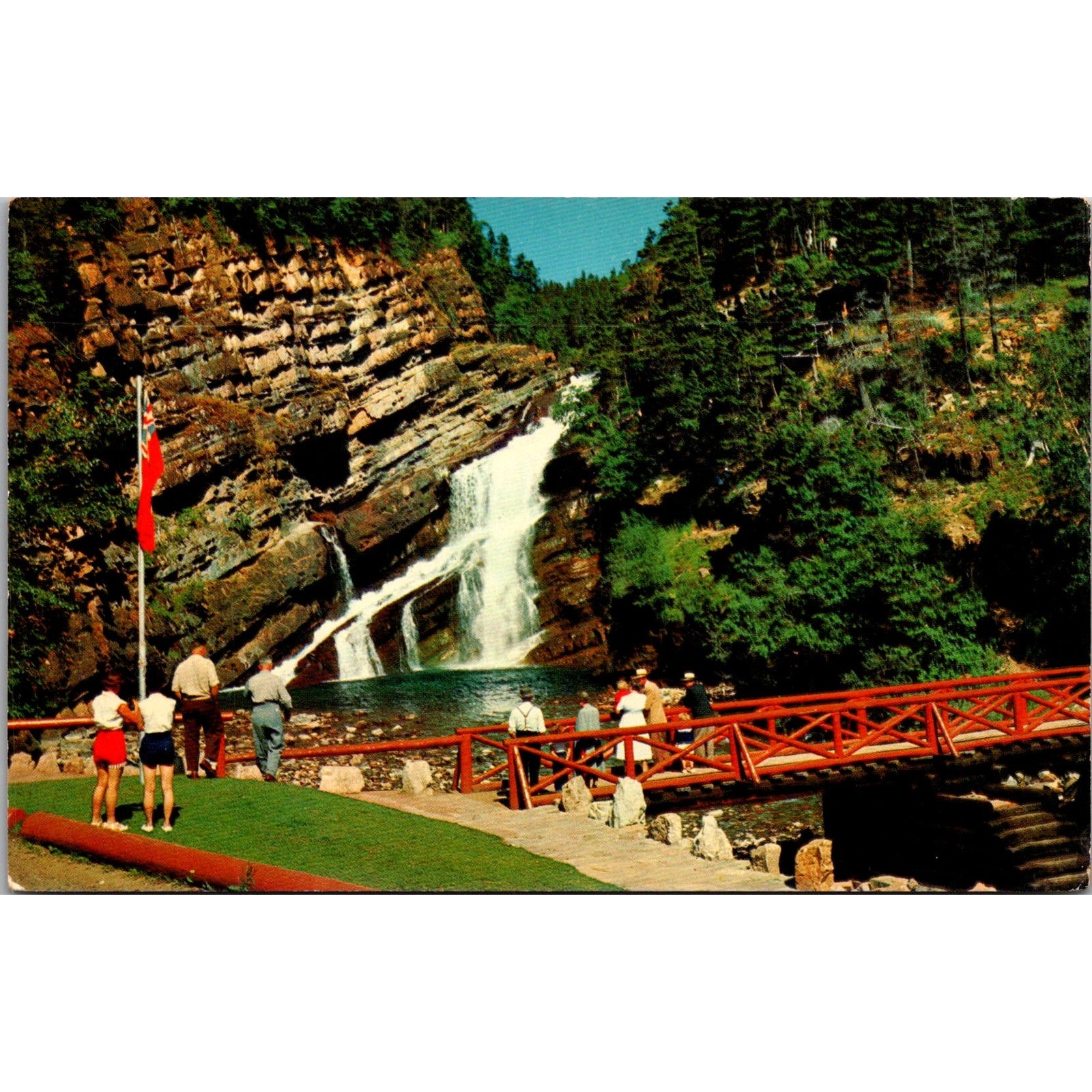 Cameron Falls Tourist Attraction Waterton Lakes Canada Vintage Postcard SPN3