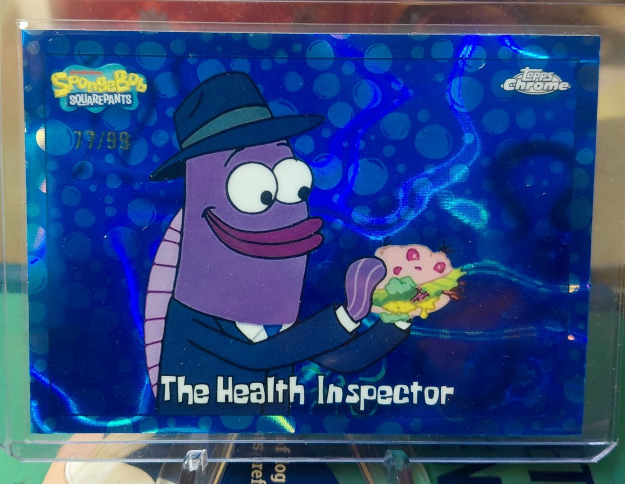 /99 Bubble Refractor,2025 Topps Chrome SpongeBob, The Health Inspector, card# 94 /99 Bubble Refractor,2025 Topps Chrome SpongeBob, The Health Inspector, card# 94