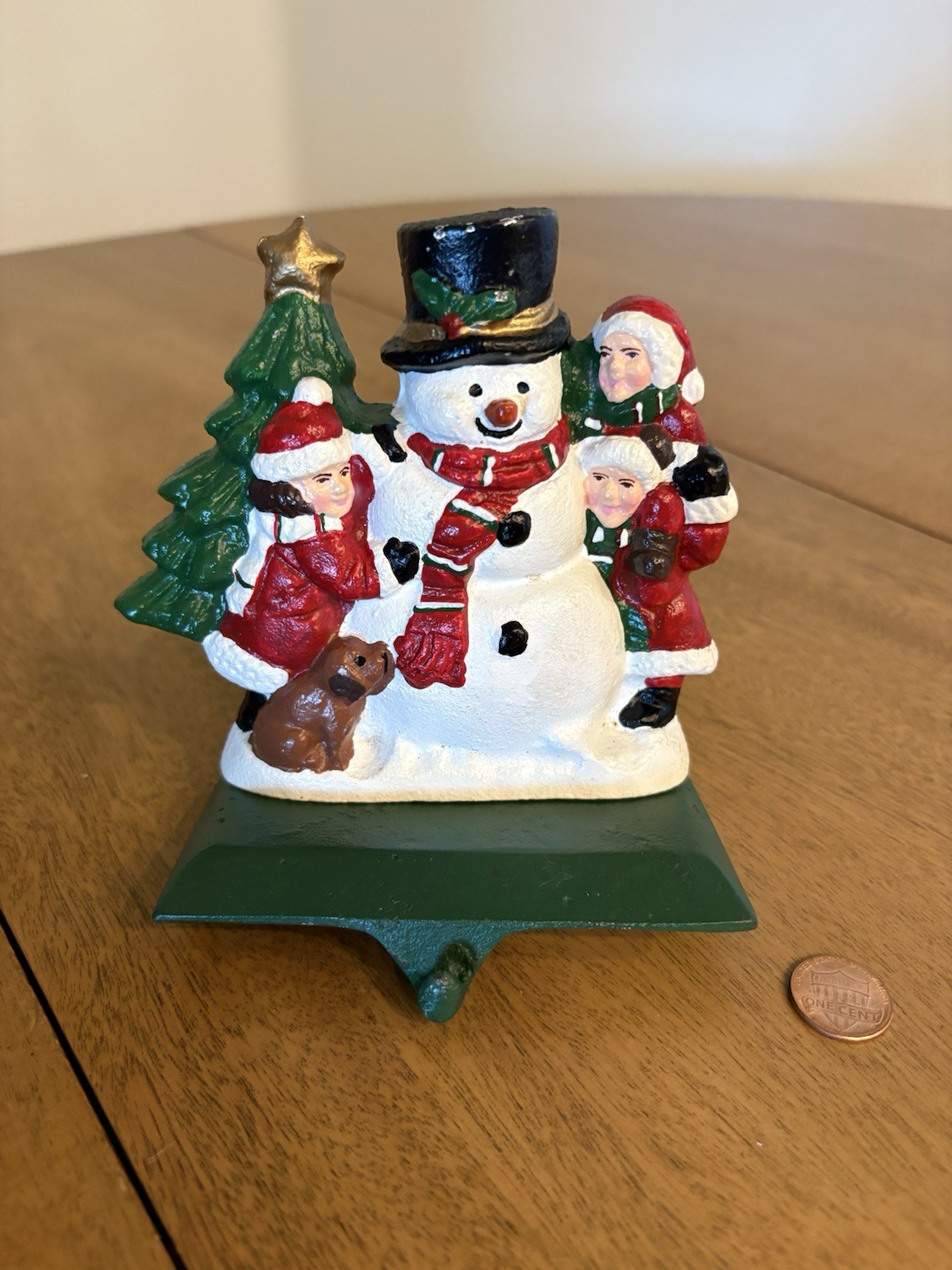 Vtg Solid Cast Iron Building a Snowman Stocking Hanger Hook Midwest Cannon Falls Vtg Solid Cast Iron Building a Snowman Stocking Hanger Hook Midwest Cannon Falls